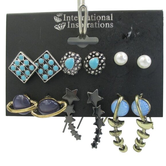 International Inspirations Earrings Set of 6 Celestial Western Southwestern - Picture 1 of 6